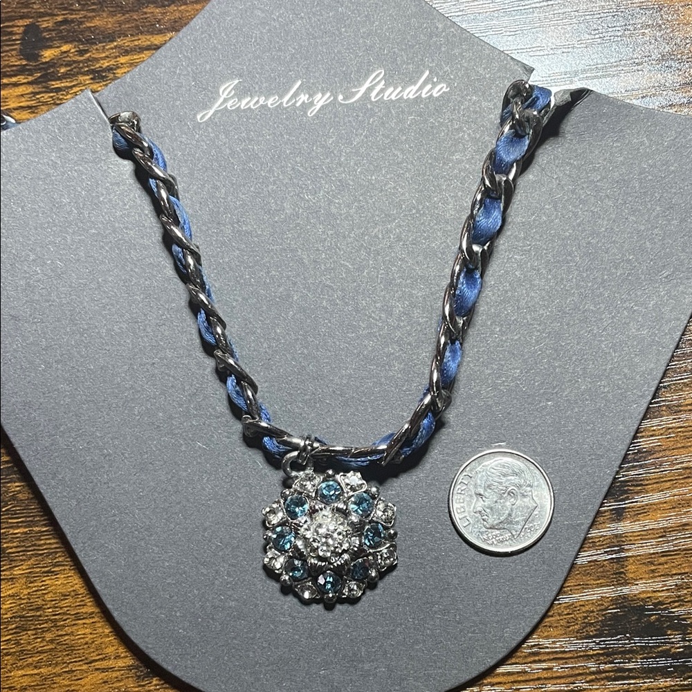 Blue and Silver Pendant Necklace